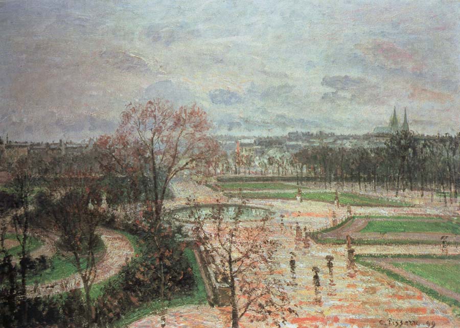 Camille Pissarro the tuileries gardens,rainy weather